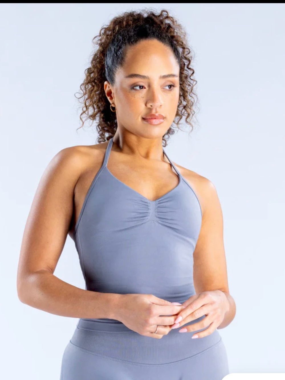 Halter Seamless Tank Top in Dusty Blue